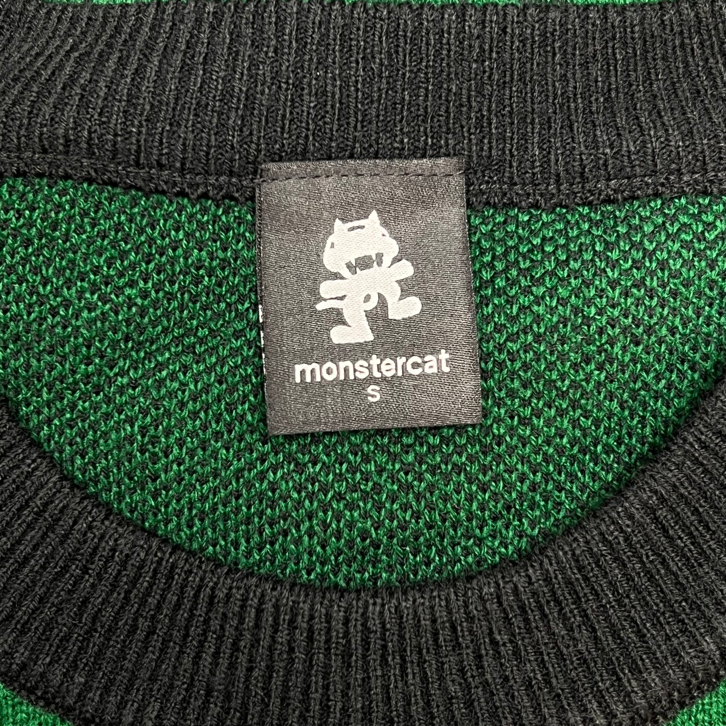 MONSTERCAT Records Soft Holiday Monogram Pullover Sweater Men's Sz S Green