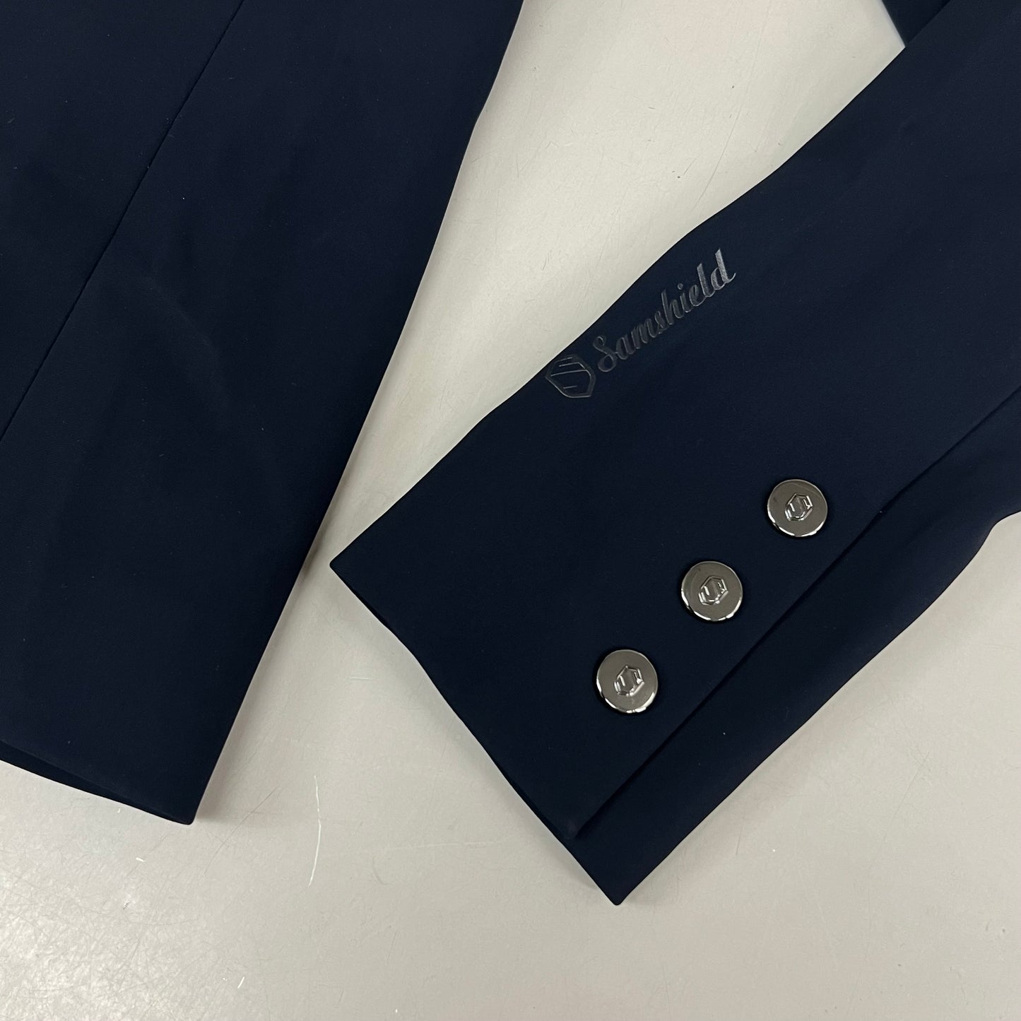 SAMSHIELD Olympe IV Equestrian Riding Jacket Women’s Sz US 6, UK 8, FR 36 Navy Blue