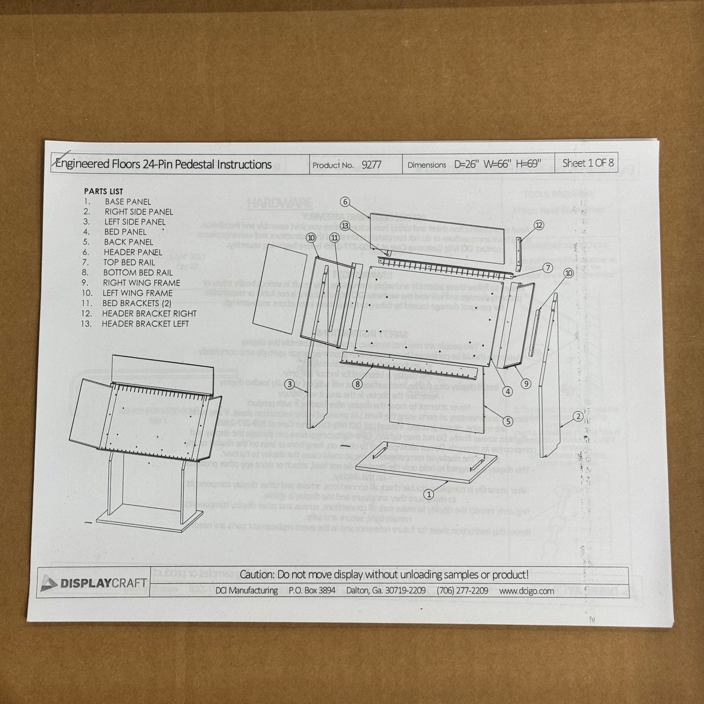 DW SELECT Floor Display 48"x54.5"