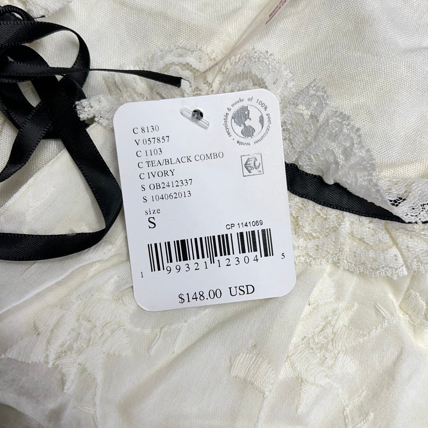FREE PEOPLE Juno Embroidered Baby Doll Dress Women's Sz S White/Black 11163933