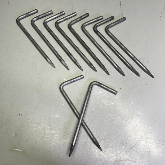 ZA@ (10 PACK) Galvanized Steel L Stakes 9.5" Long Silver