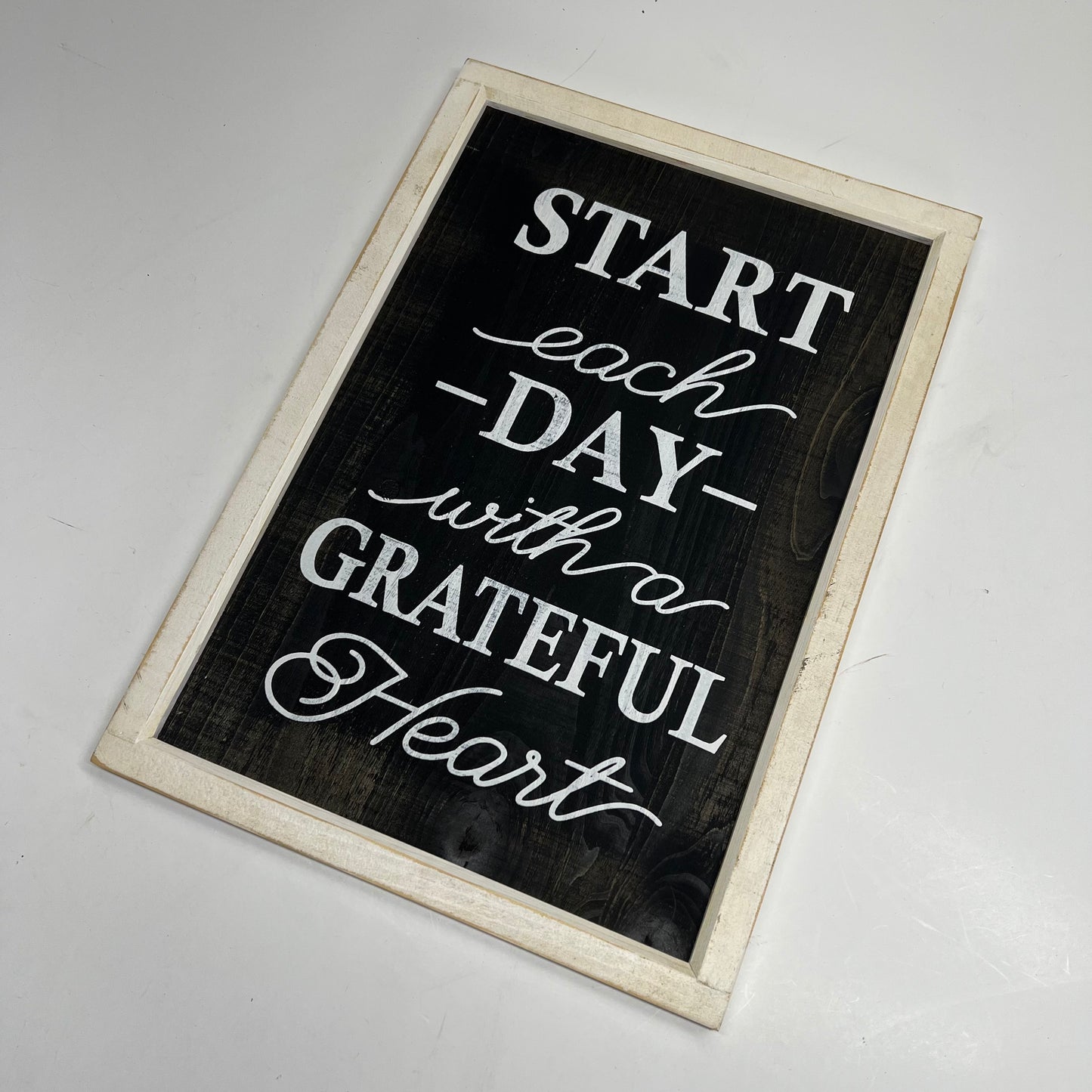 STUPELL Wooden Framed Quote "Start Each Day with a Grateful Heart" 20"x14"