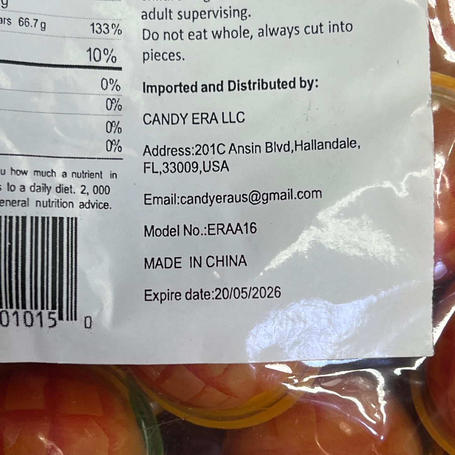 CANDY ERA (5 LBS BAG) Wholesale Fruit Gummy 3D Jelly Candy Mango Flavor BB 05/26