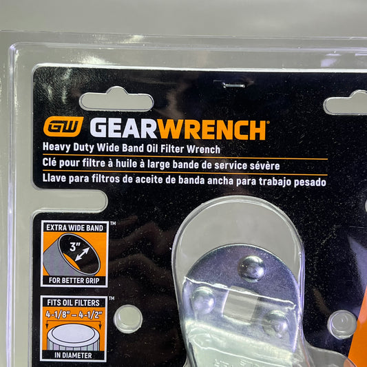 GEAR WRENCH Extra Wide Band Heavy-Duty Oil Filter Wrench 4-1/8" To 4-1/2"2320W