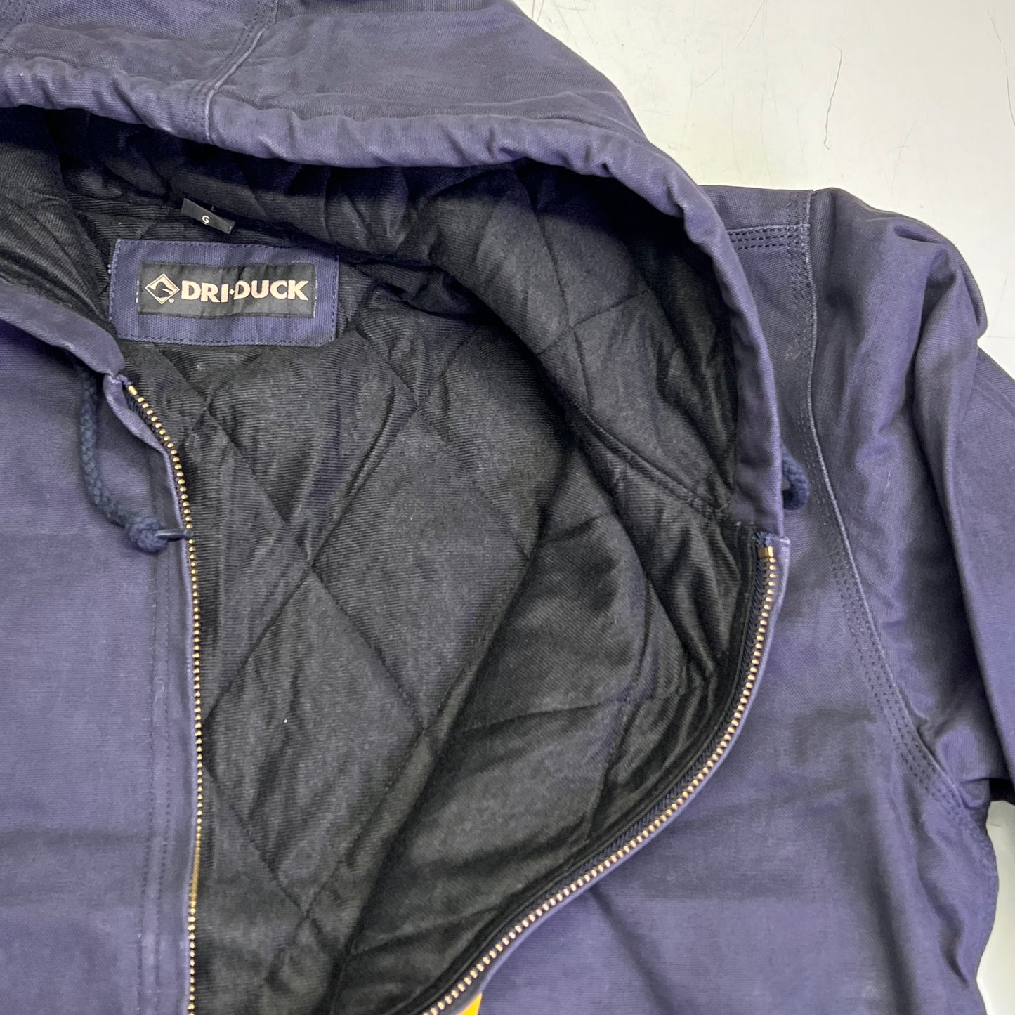 DRI DUCK Boulder Cloth Canvas Cheyenne Hooded Jacker Men's Sz L Navy Blue 5020