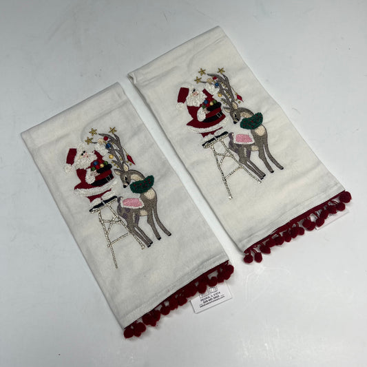 OAKSTREET (2 PACK) Santa Holiday Dish Towels 25"x18" White OSW237164