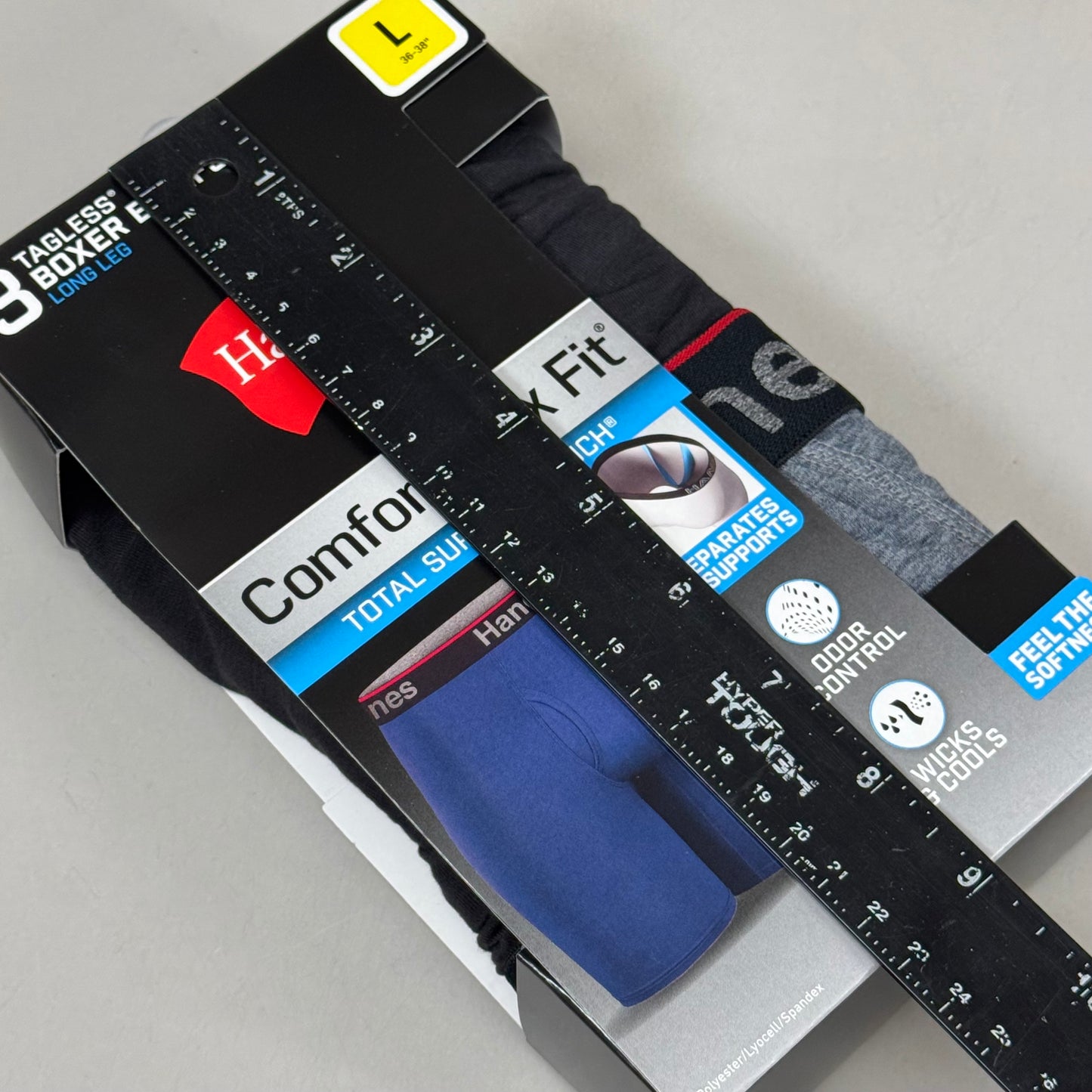 HANES (3 PACK!) Men's Cool Comfort Boxer Briefs Sz L 36-38" Black/Grey CFFLL3