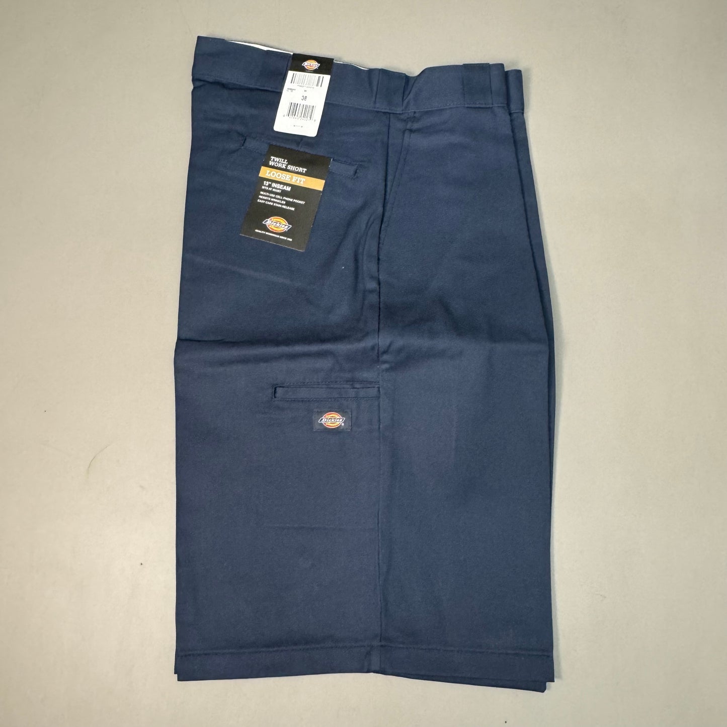 DICKIES Loose Fit Twill Work Shorts 13" Inseam Men's Sz 38 Navy Blue 42283NV