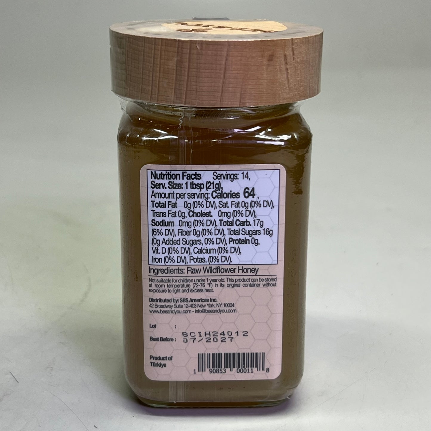 BEE & YOU (6 PACK) Wildflower Raw Honey 10.6 oz Brown BB 07/27