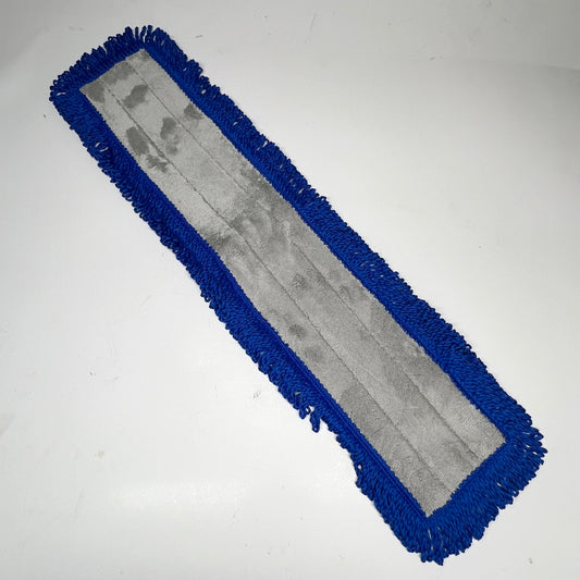 KLEEN LINE (12 PACK) Fringed Microfiber Dry Mop Pad 36" Blue/Grey 652102