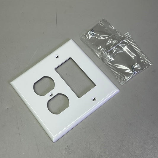 LEVITON (5 PACK) 2-Gang 1-Duplex Outlet Receptible Unbreakable Nylon  White PJ826-W