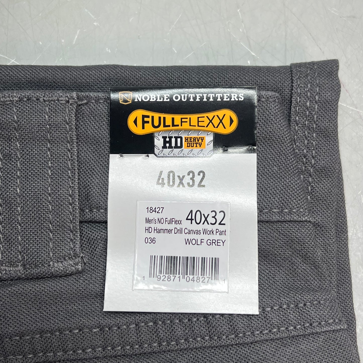 NOBLE OUTFITTERS Full Flex HD Hammer Canvas Work Pant Men's Sz 40x32 Wolf Grey