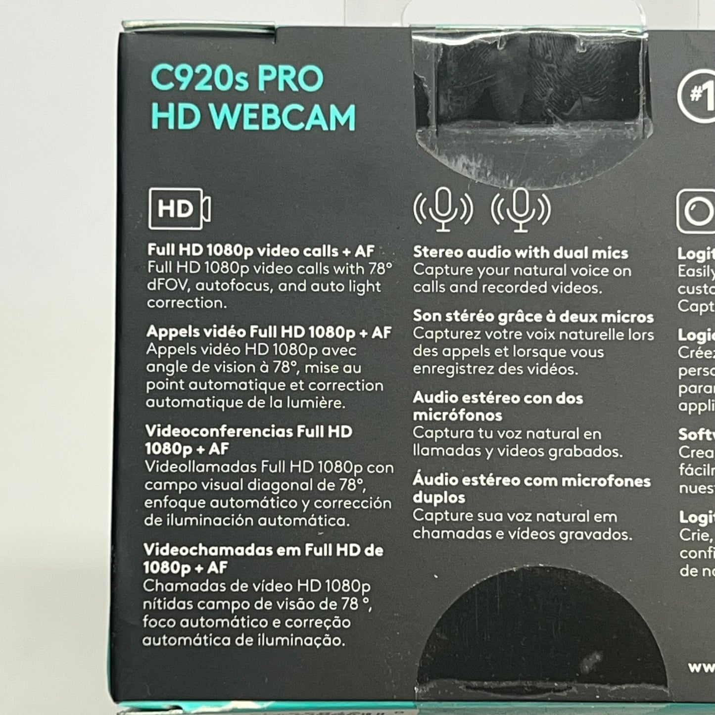 LOGITECH C920s PRO Full HD Webcam 1080p 30 fps Black 960-001257