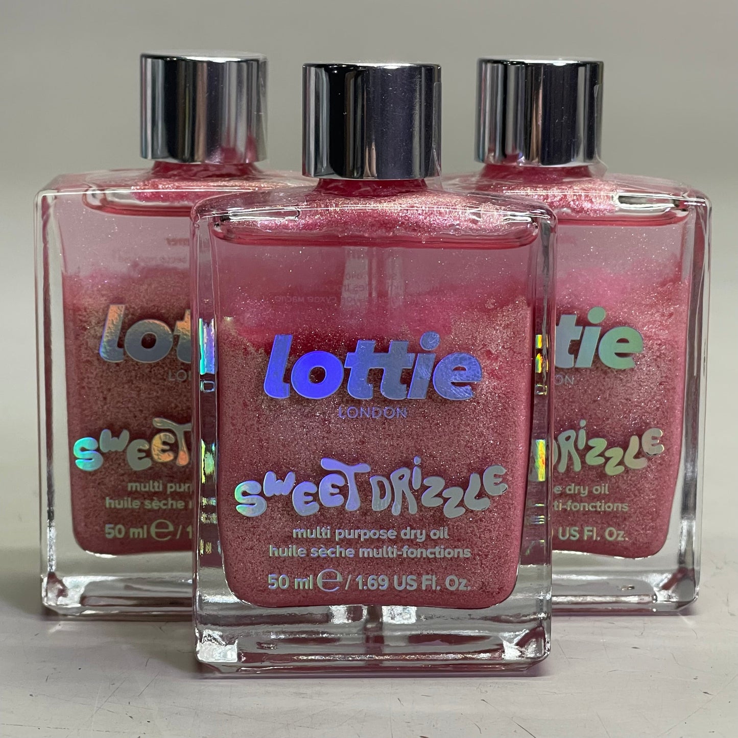ZA@ LOTTIE LONDON (3 PACK) Sweet Drizzle Body Oil 1.69 fl oz "Pink Shimmer" SPR021 A