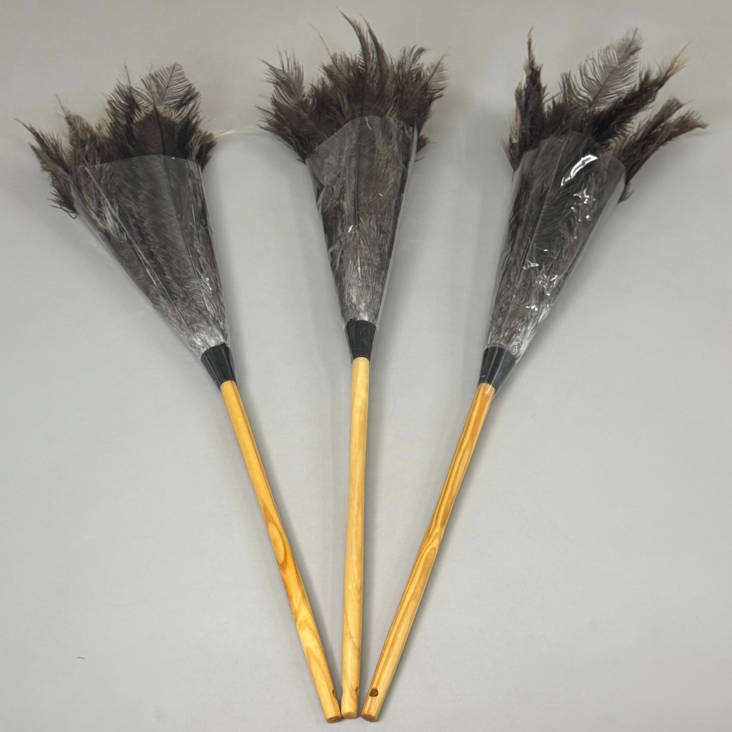 IMPACT (3 PACK) Ostrich Feather Duster Varnished Wood Handle 34" Brown/Grey 4604