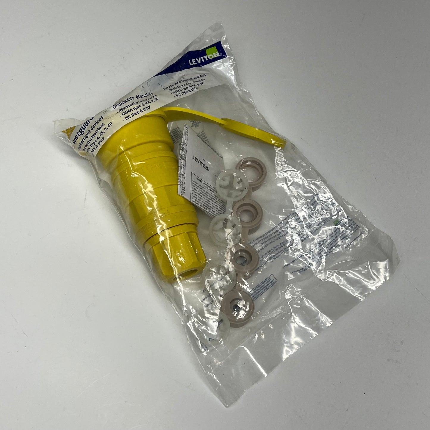 LEVITON Wet Guard Water Tight Locking Connector 20 Amp Yellow 261-27W75