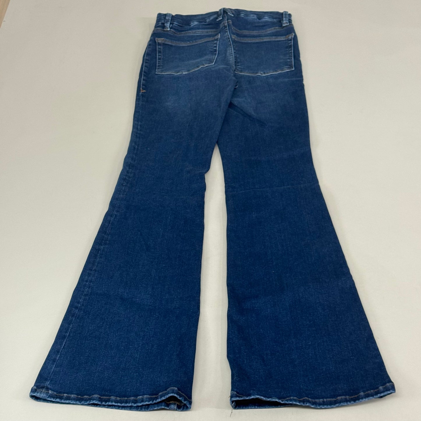GOOD AMERICAN Power Stretch Pull On Flare Jeans Women's Sz 2/M Indigo491 GLF478TE