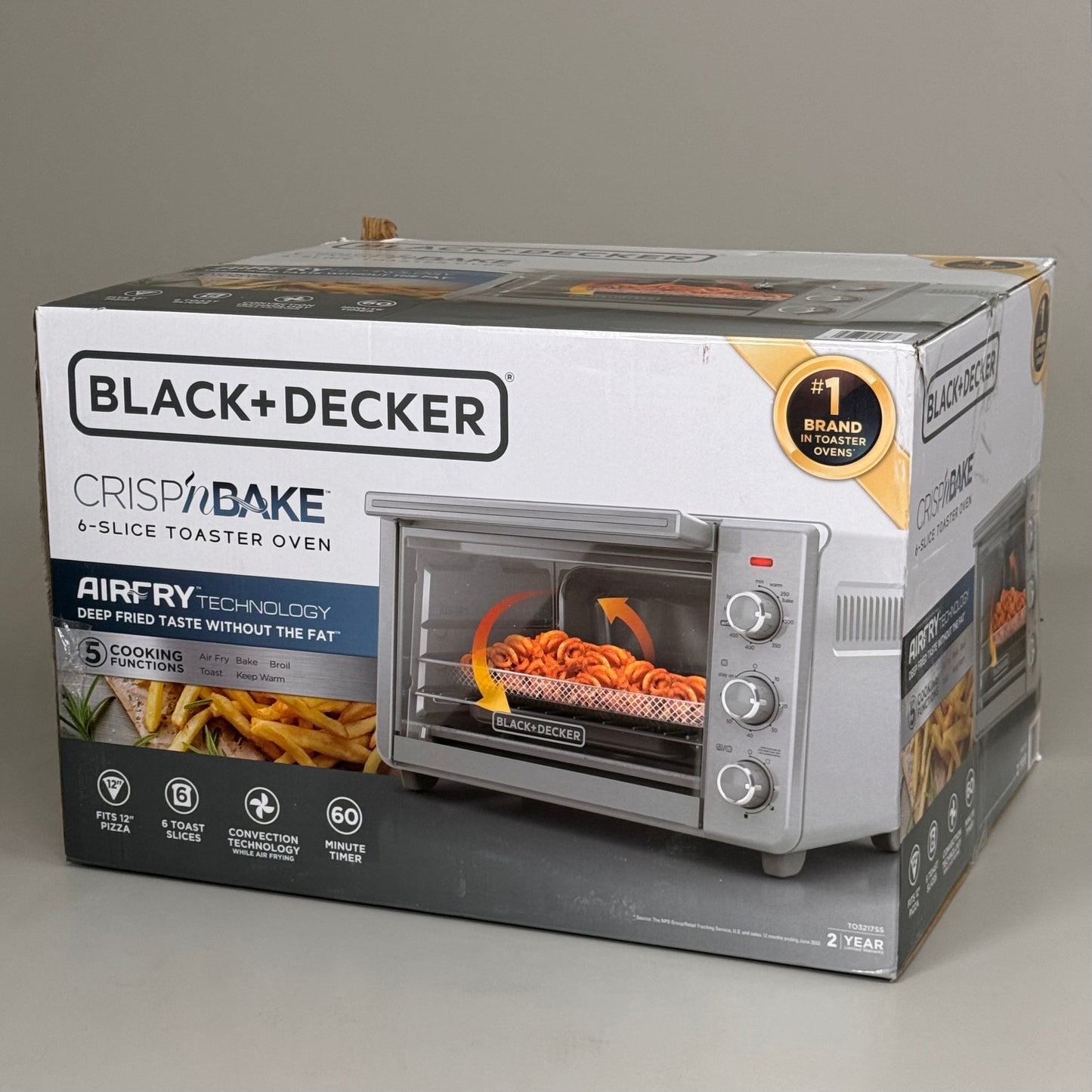 ZA@ BLACK & DECKER 6-Slice Crisp 'N Bake Air Fry Toaster Oven Silver TO3217SS (Store Returns) A