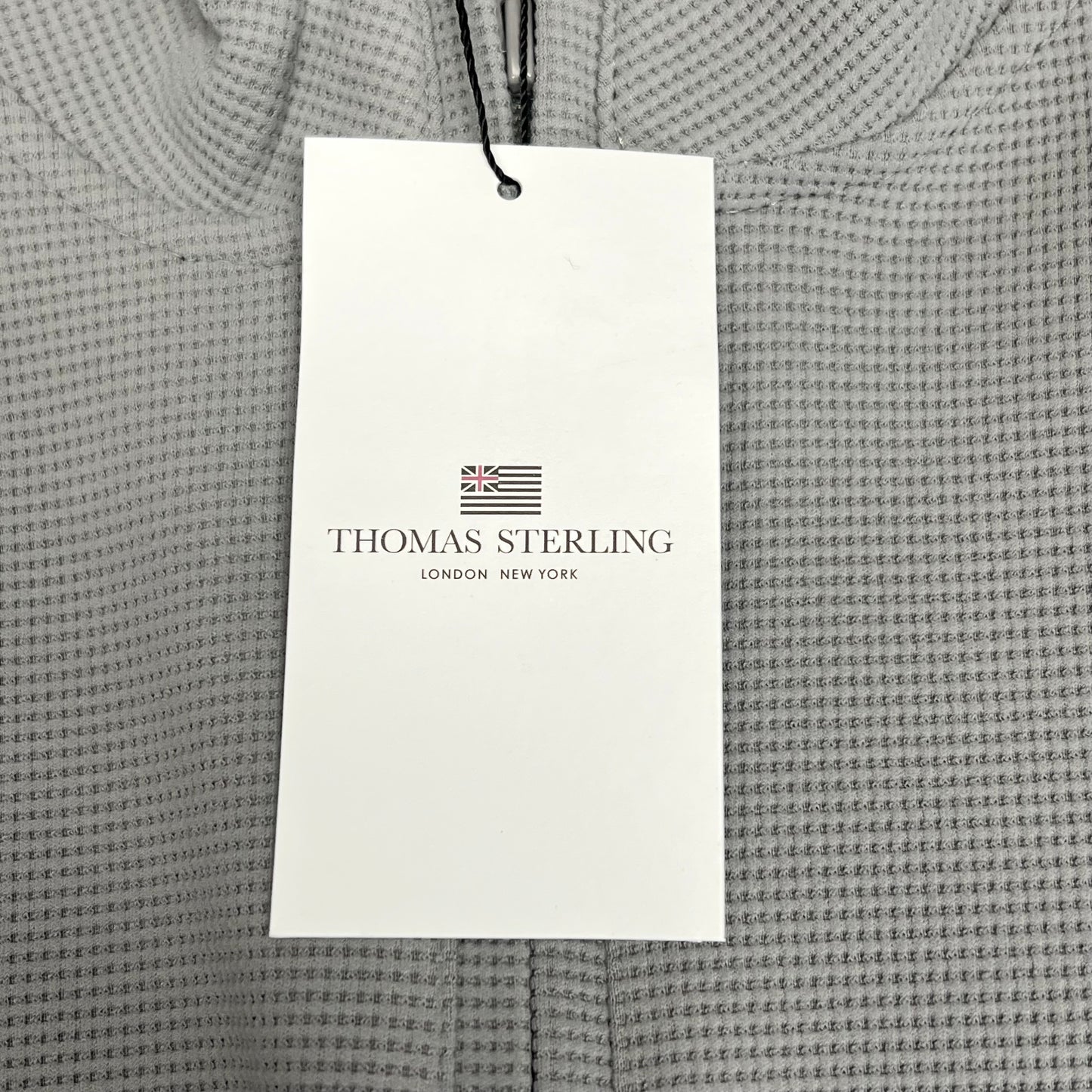 THOMAS STERLING Half Zip Soft Waffle Knit Jacket Mens Sz M Light Grey 1100034747