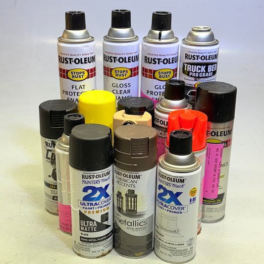 ZA@ RUST OLEUM (15 PACK) Assorted Aerosol Can Spray Paint Assorted Variety Of Colors (New- Used)