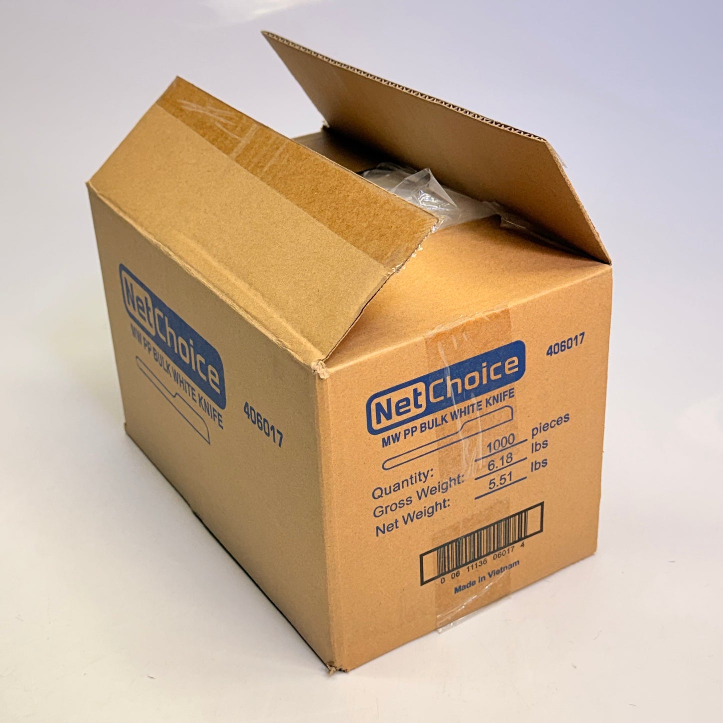 ZA@ NETCHOICE (Box Of 1000) White Knife Medium Weight Polypropylene 406017 A