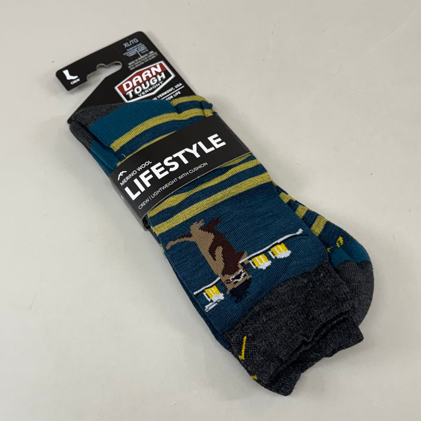 DARN TOUGH Lifestyle Otter Socks Crew Lightweight Merino Wool Men SZ XL 12.5-14.5 Dark Teal