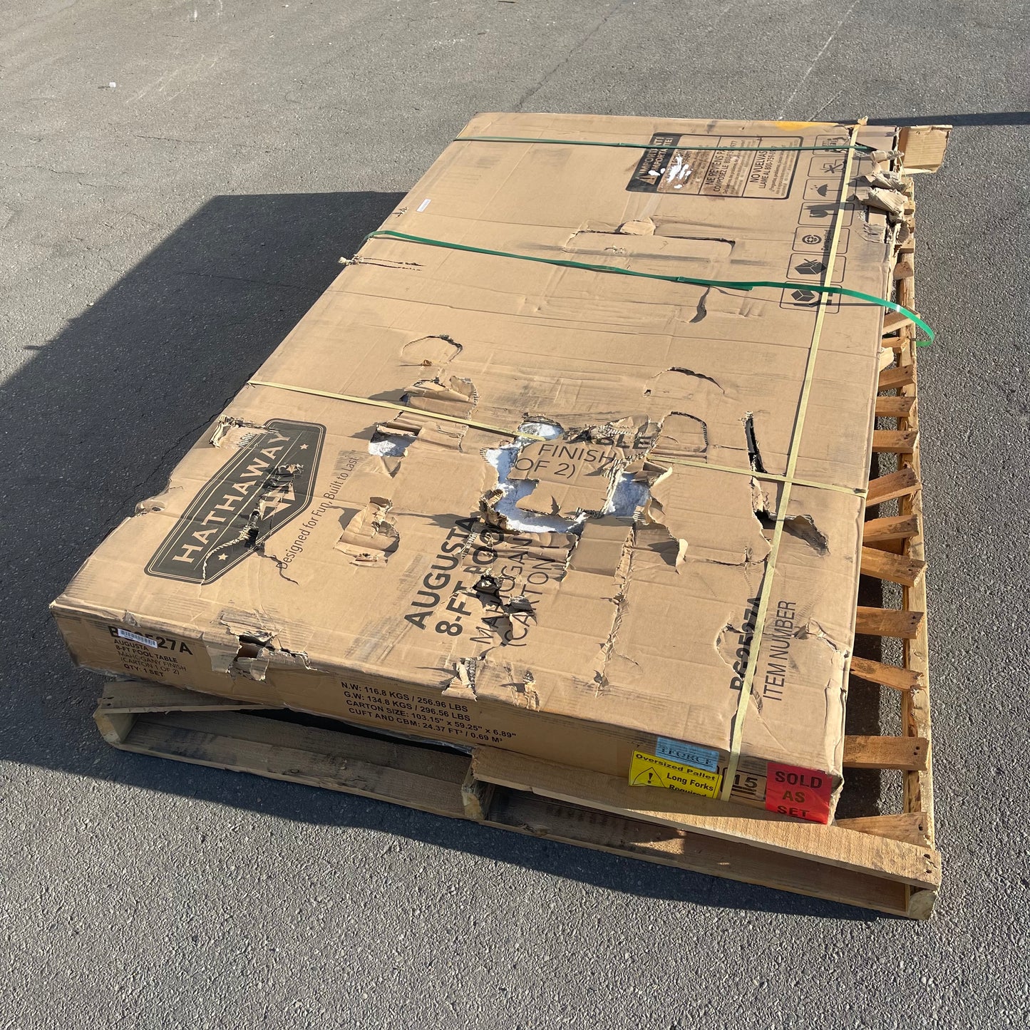 ZA@ Pallet of HATHAWAY Augusta Pool Table Mahogany Finish 8 ft BG2527A (New, 1 of 2 boxes)