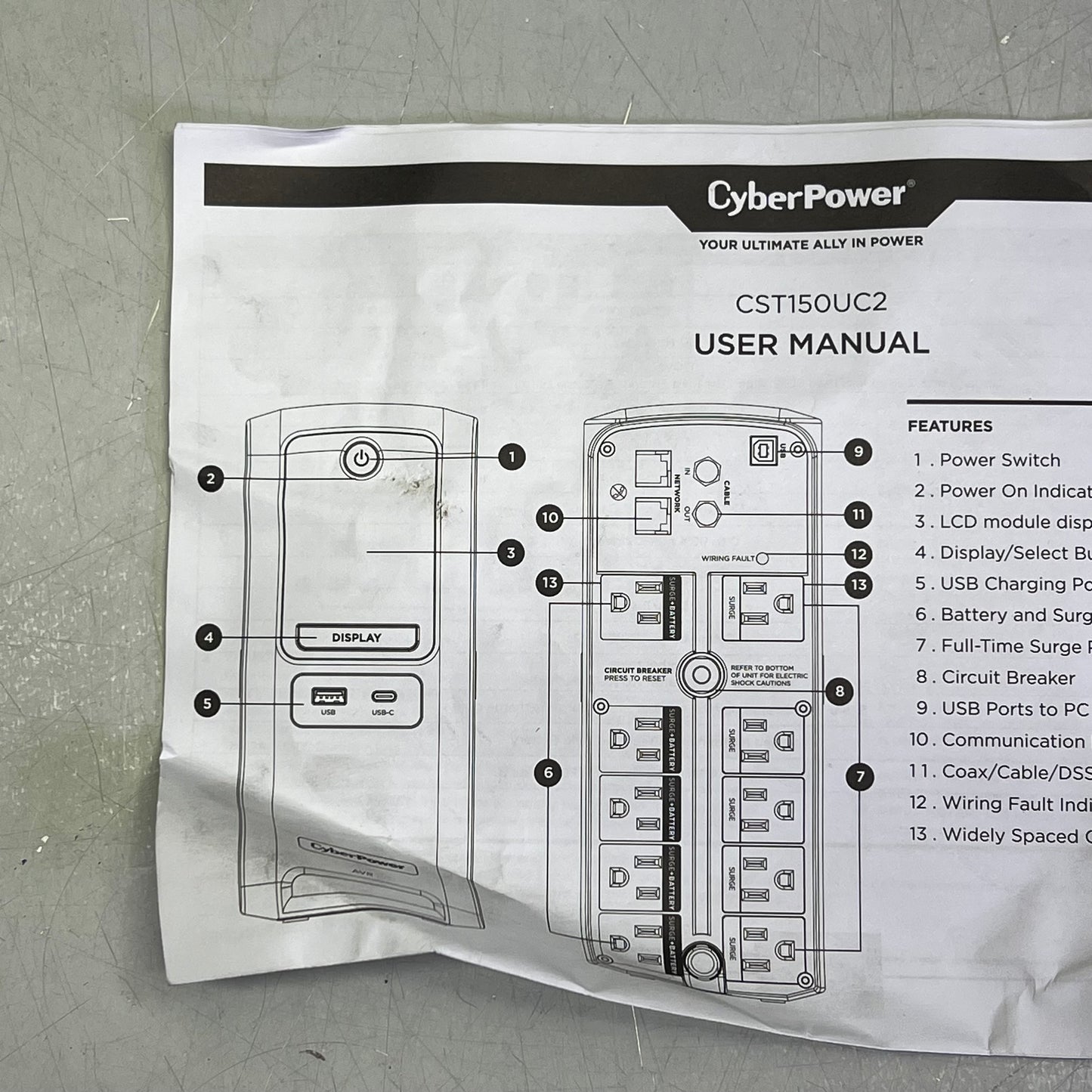 CYBERPOWER Battery Backup W/ Surge Protection 1500 VA 900 W 1705111 (Return)