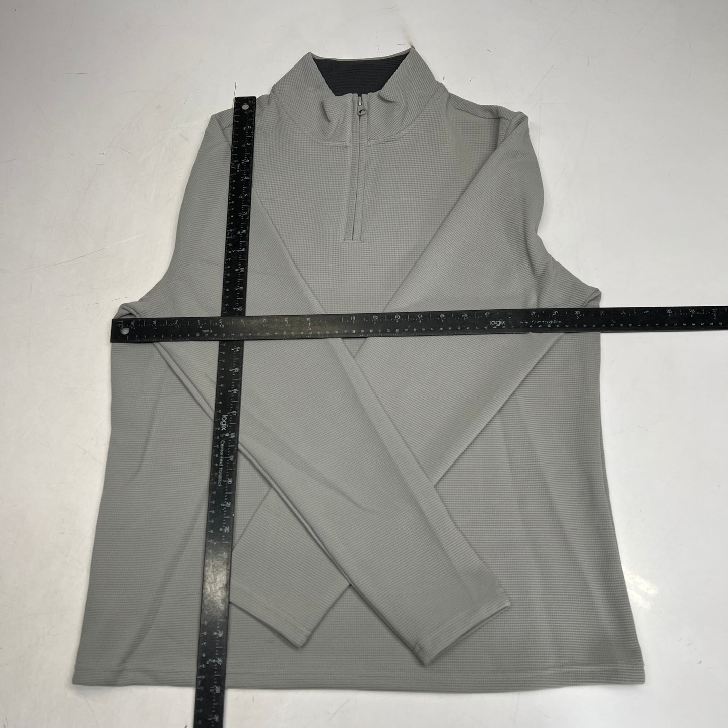 THOMAS STERLING Half Zip Soft Waffle Knit Jacket Mens Sz M Light Grey 1100034747