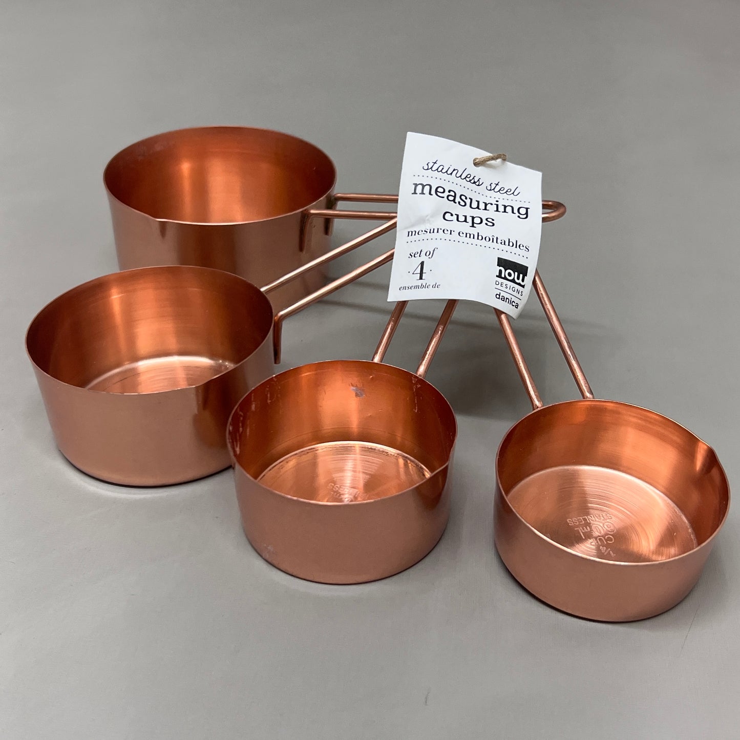 NOW DESIGNS 4-PACK! Stainless Steel Measuring Cups Rose Gold 5227002 (New)