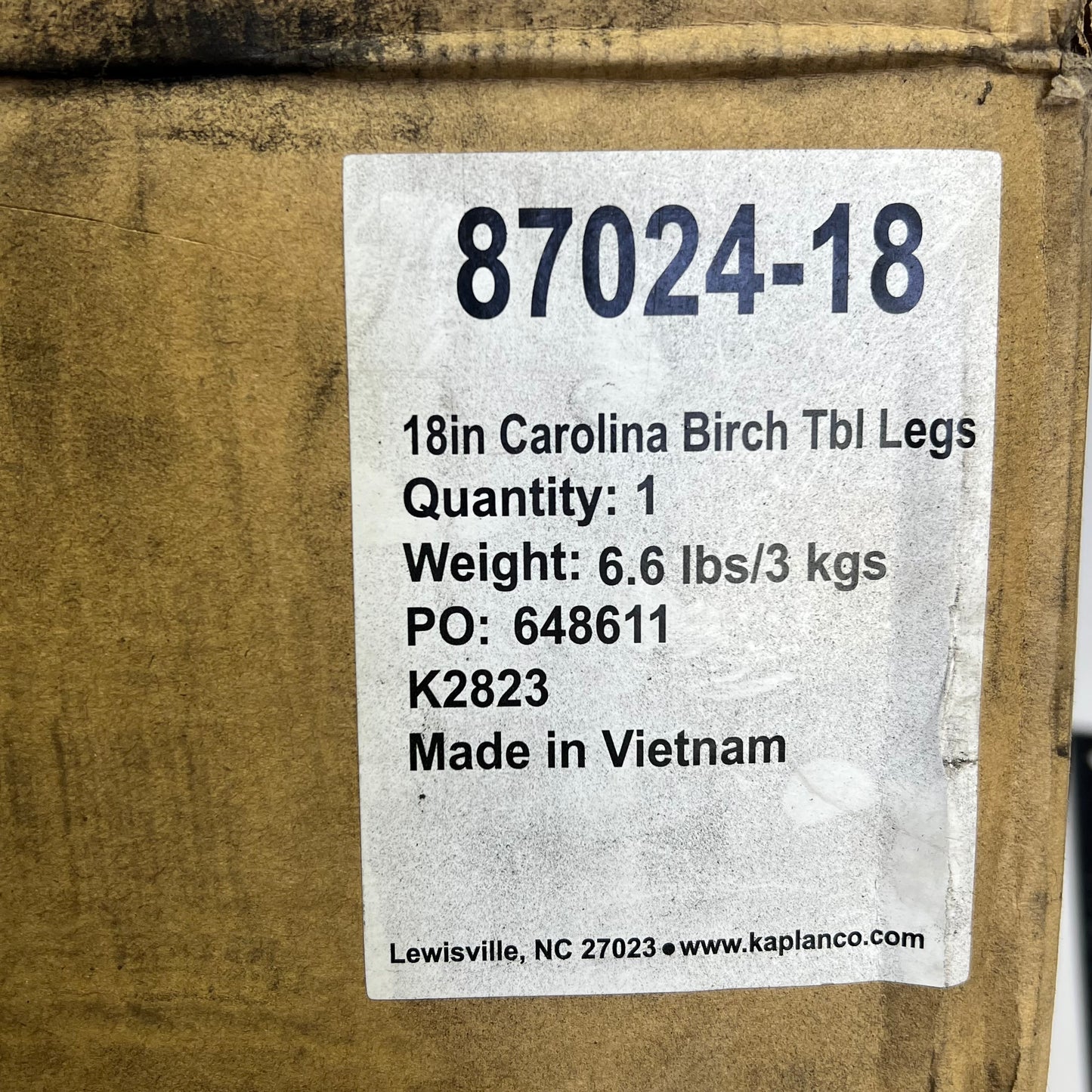 KAPLAN Caroline Birch Table Legs For Adjustable Rectangle Table 18" Tan 87024-18