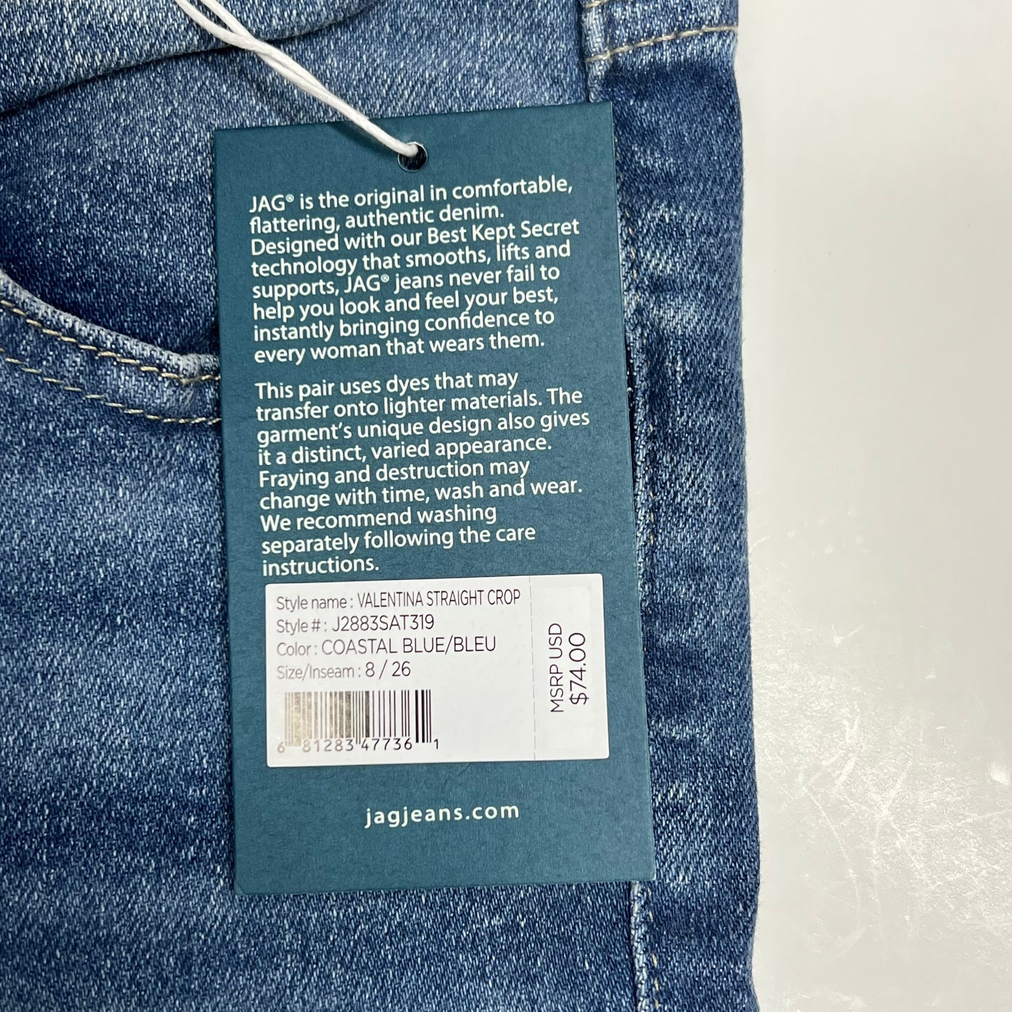 JAG Valentina High Rise Straight Crop Jeans Women's Sz 8/26 Medium Wash