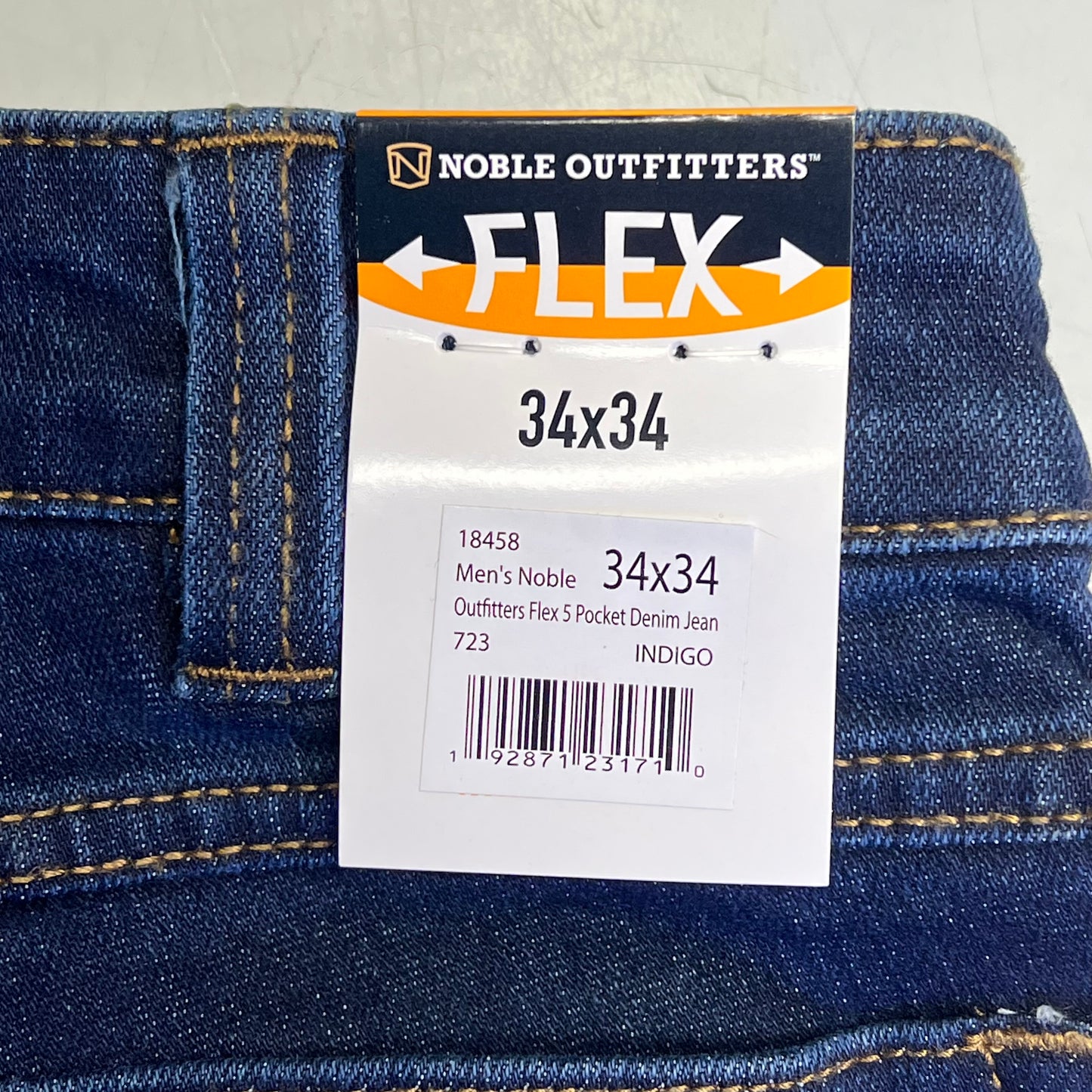 NOBLE OUTFITTERS Flex Denim 5-Pocket Work Pant Men's Sz 34x34  Indigo 18458