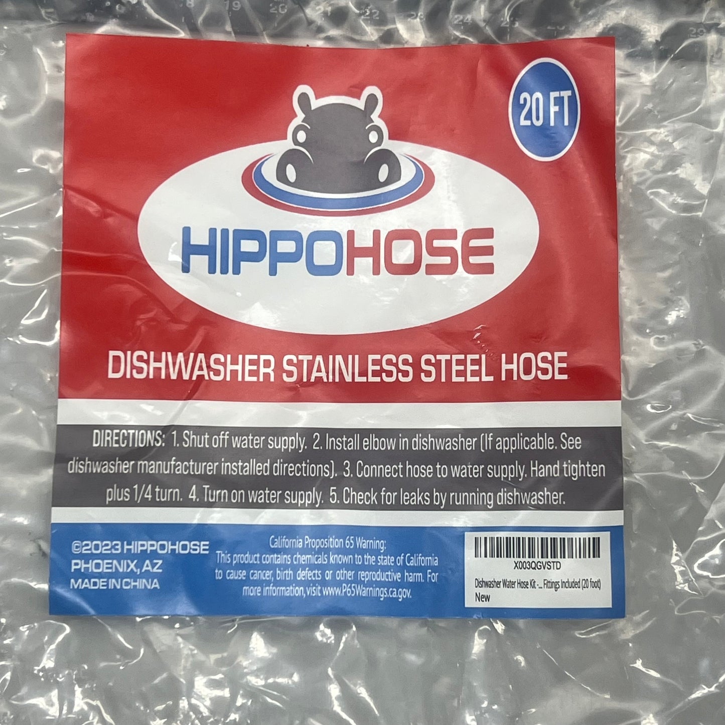 HIPPOHOSE Braided Burst Proof Fits All Models Dishwasher Hose Fittings Included 20ft X003QGVSTD