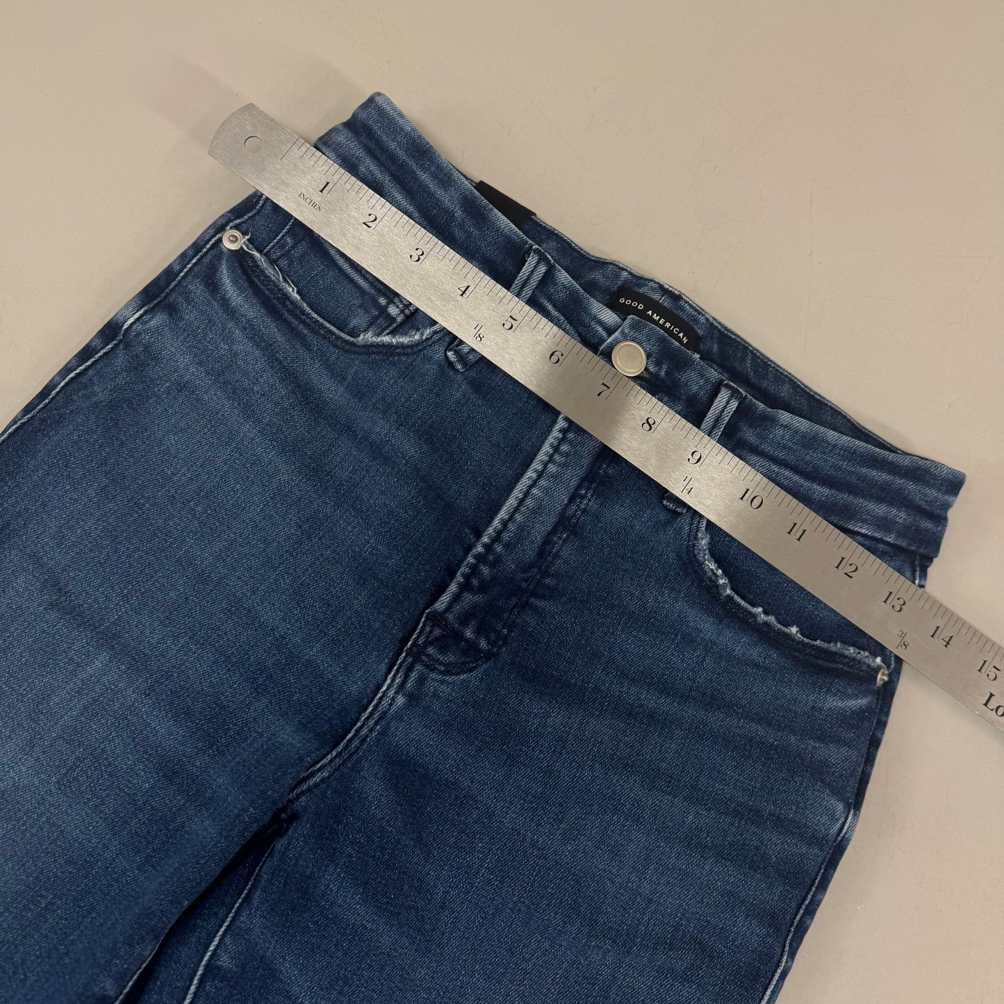 GOOD AMERICAN Good Legs Crop Mini Boot Jeans Women's Sz 4 Indigo891