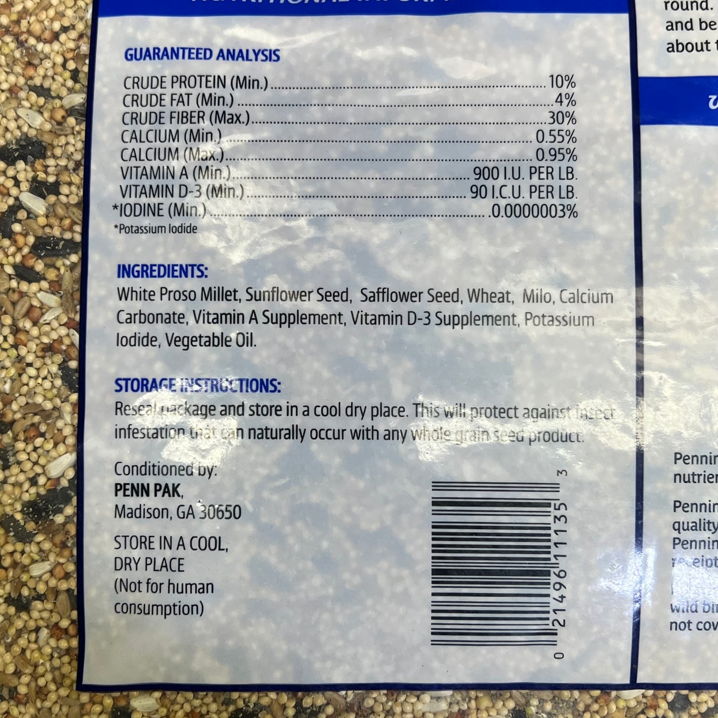 ZA@ PENNINGTON Premium Select Blend Bird Food Assorted Seeds 20 lb Bag