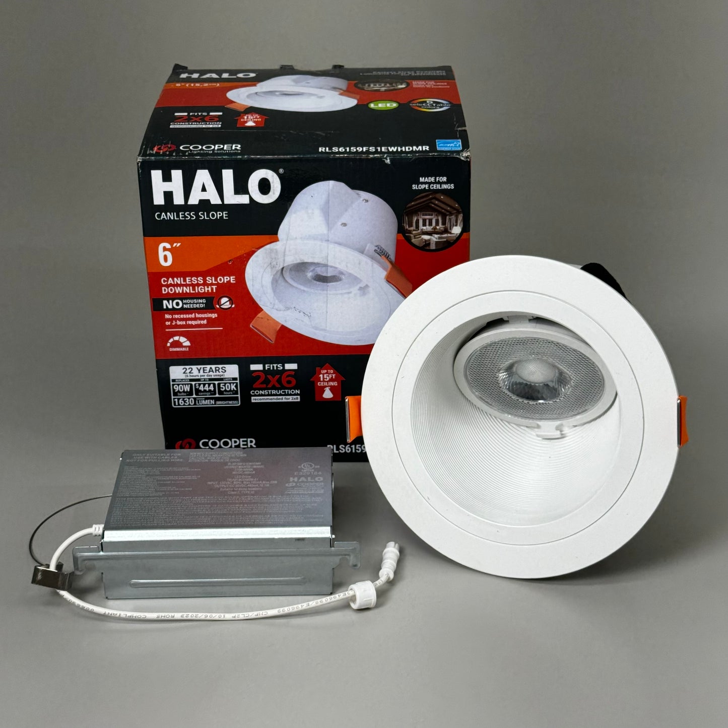 HALO Adjust Canless Installation Slope Downlight 6" 1630 Lumens RLS6159FS1EWHDMR