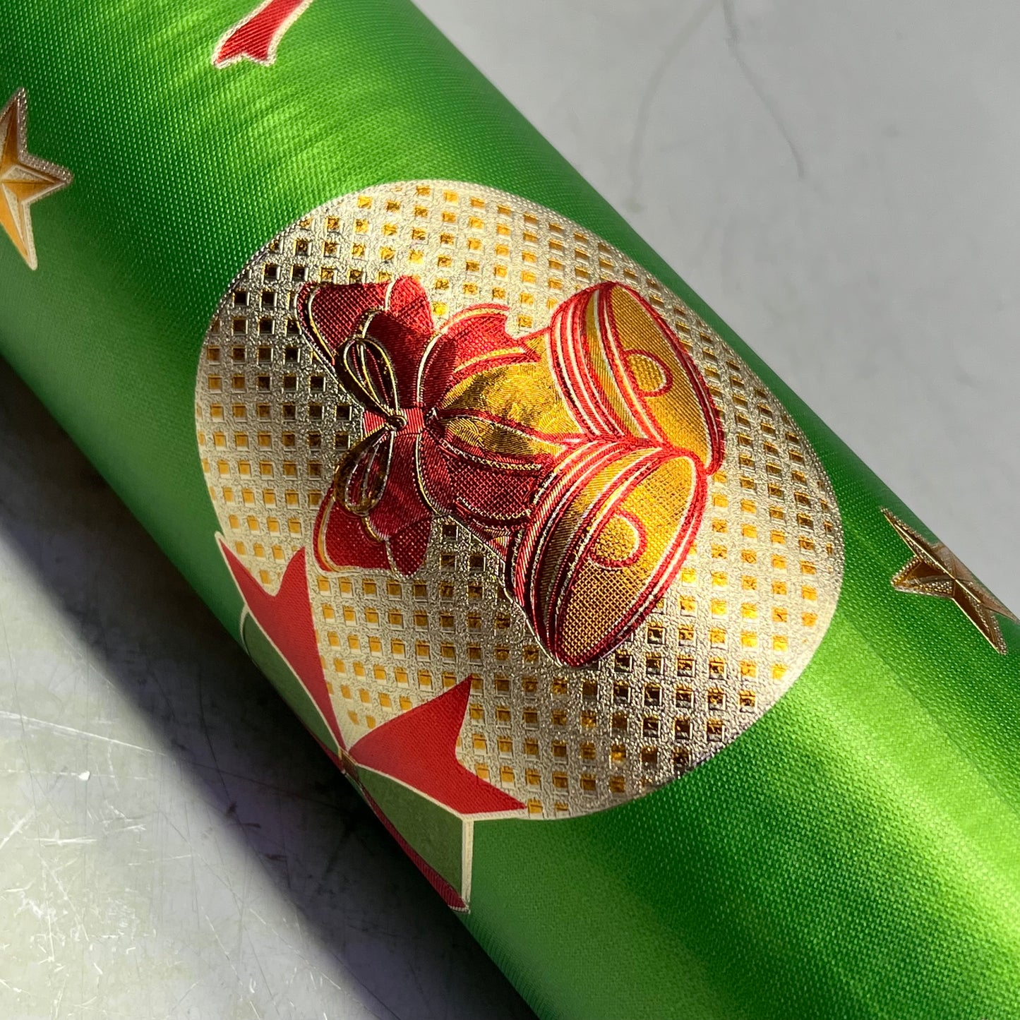 Christmas Ornaments Poinsettia & Bells Vinyl Tablecloth 54"x60' Shine Green