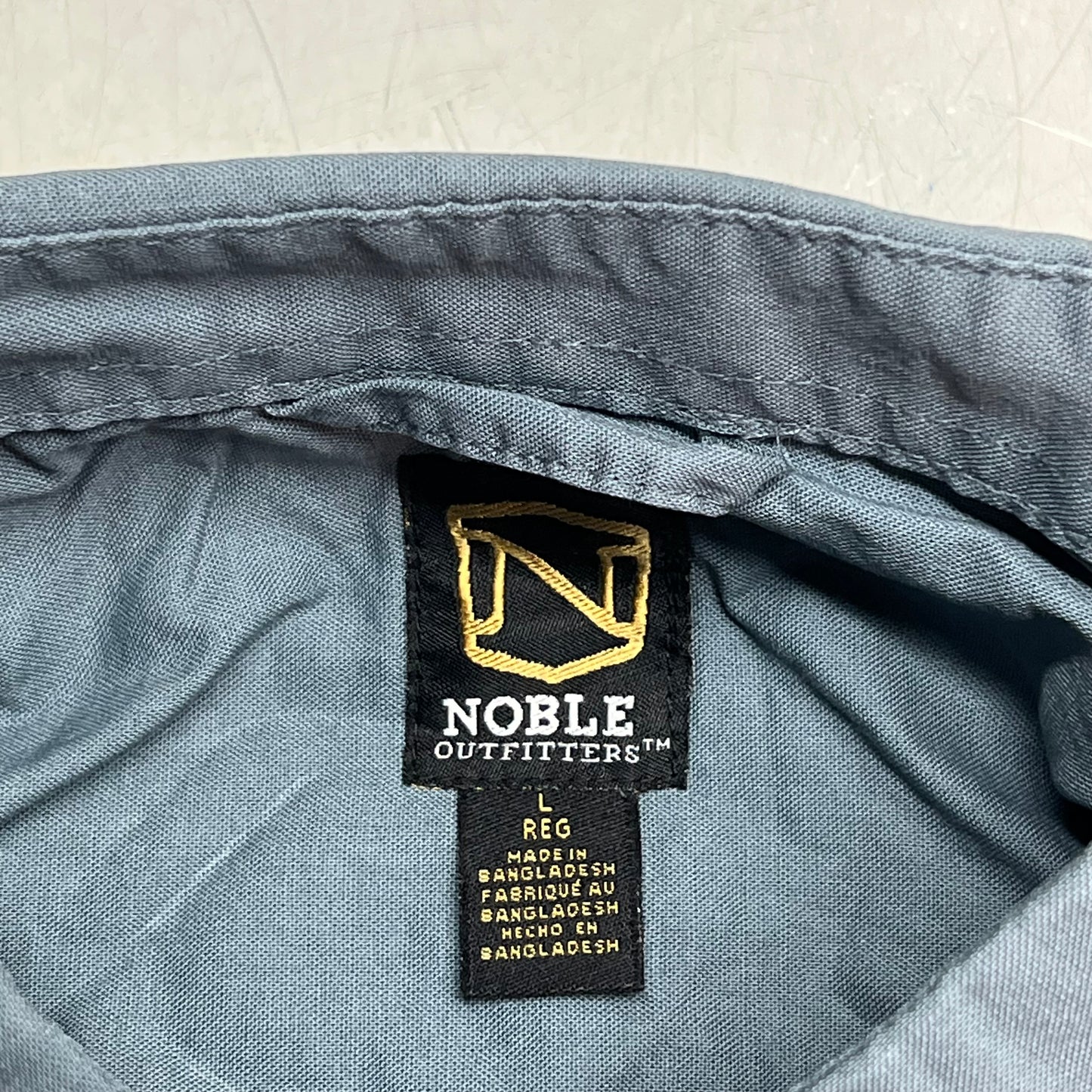 NOBLE OUTFITTERS Short Sleeve Weathered Work Shirt Men's Sz L-R Light Blue 12005