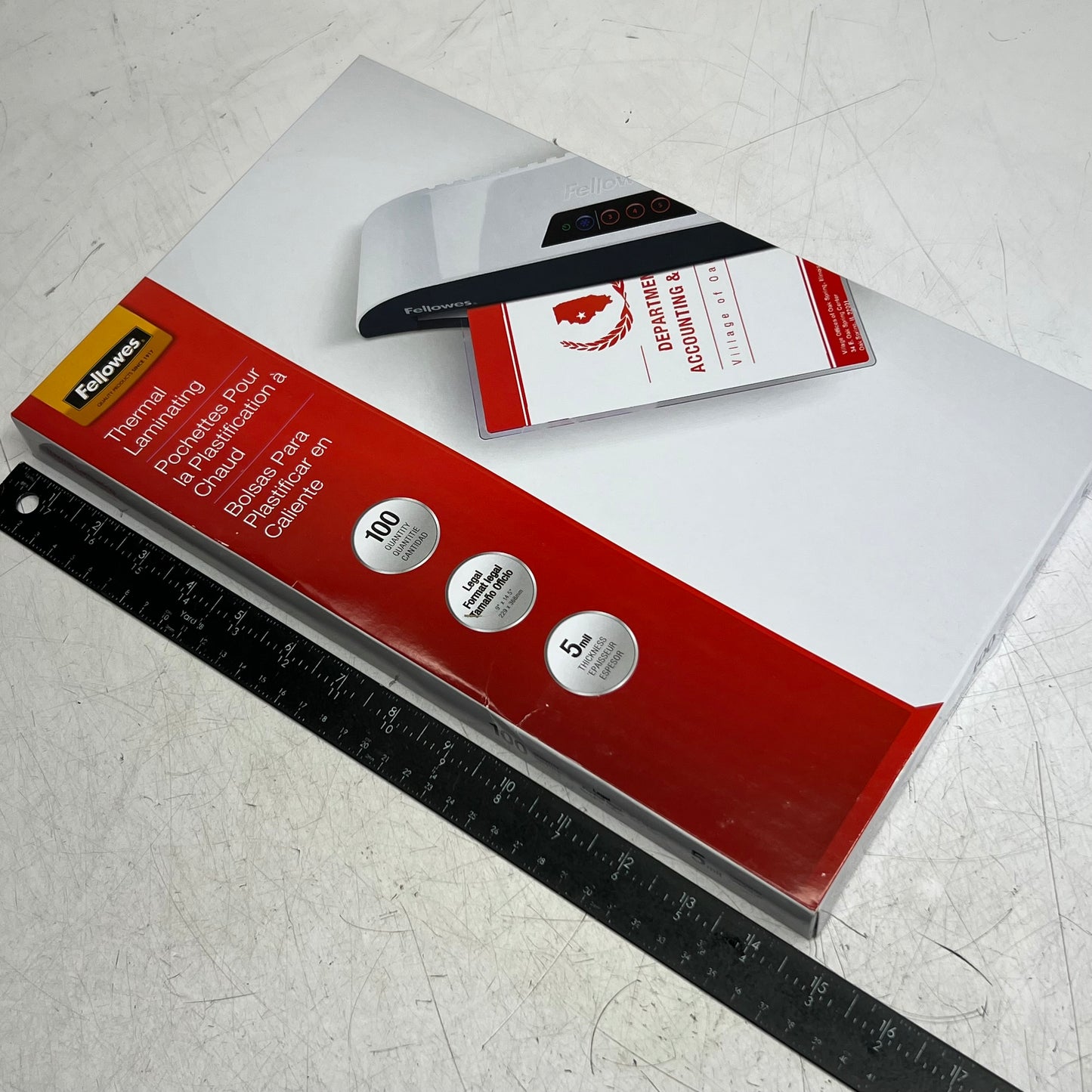 FELLOWES (100 PACK) Thermal Laminating 9" x 14.5" Clear CRC52045