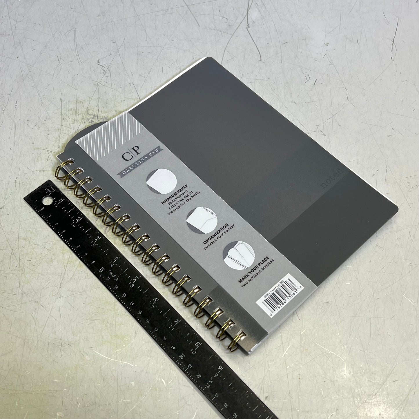 CAROLINA PAD Professional Spiral Notebook Executive Ruled 7.88" X 9.94"  Grey