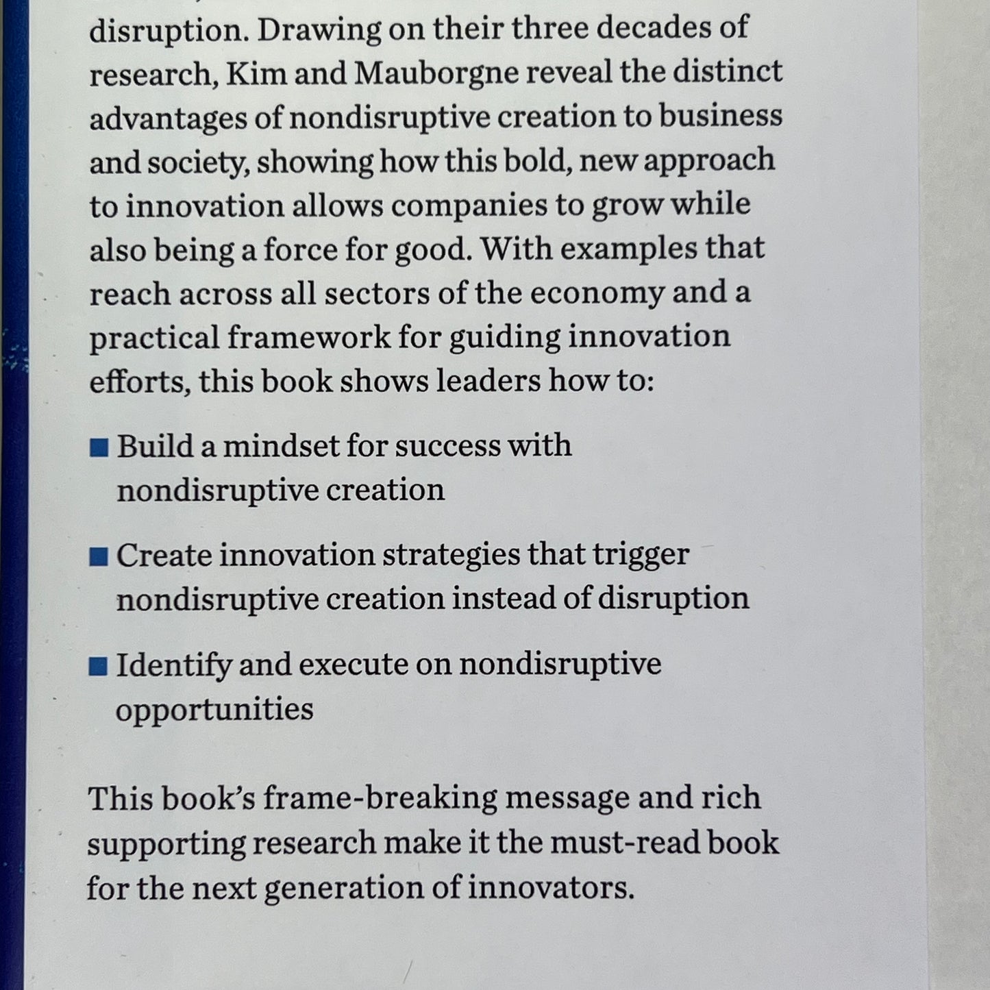 BEYOND DISRUPTION  Global Bestseller By W. Chan Kim & Renee Mauborgne Hardback