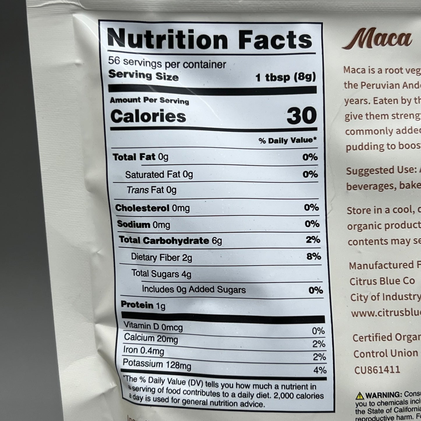 NUTRI-HUT Organic Maca Root Powder 16 oz Vegan, Non-GMO, Gluten Free BB 07/25
