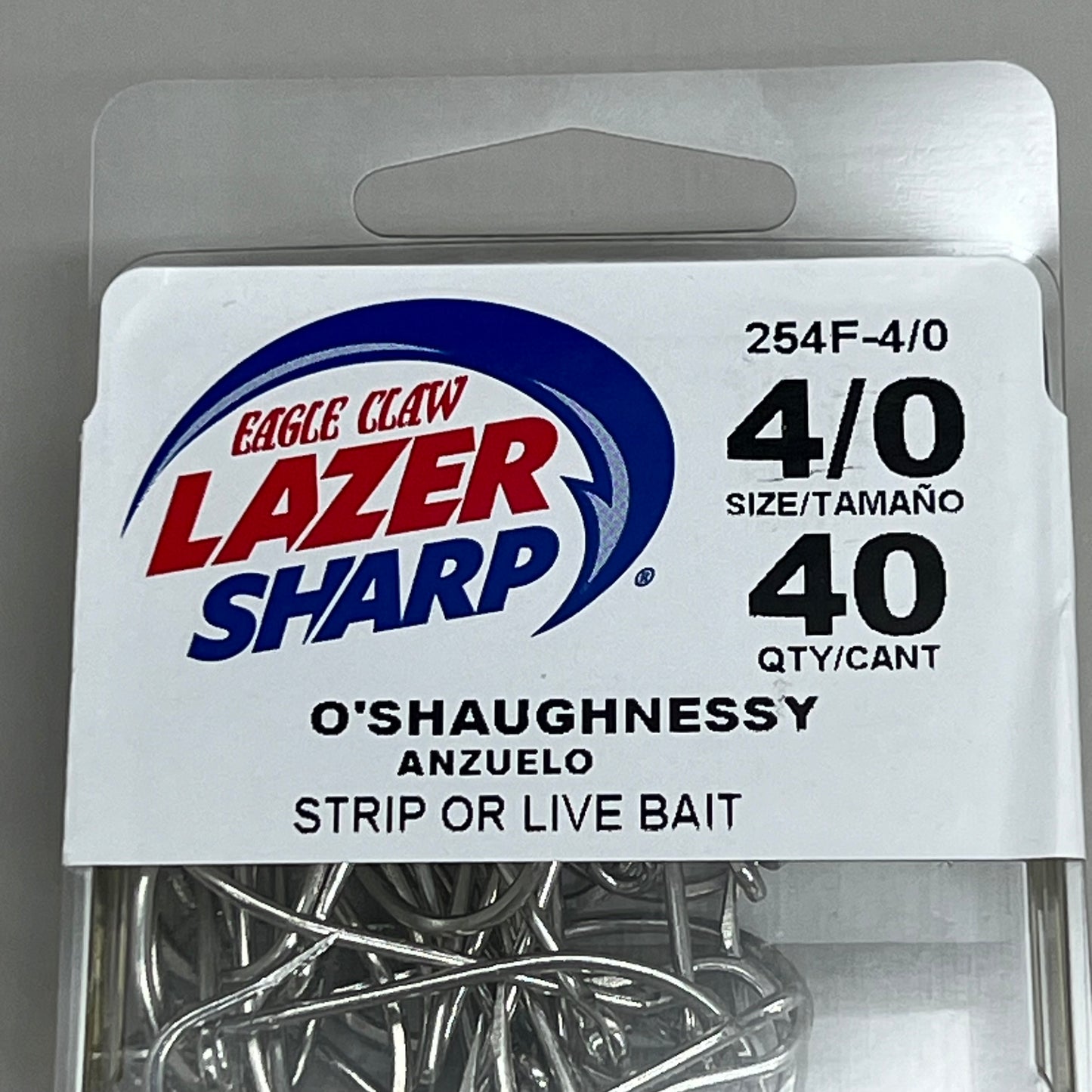 EAGLE CLAW O'Shaughnessy Hook Strip or Live Bait Chrome #4/0 40pc 254F-4/0