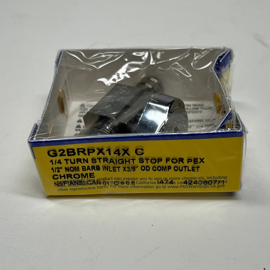 BRASS CRAFT (2 PACK) Water Stop Straight Valve  1/4-Turn 1/2" Crimp G2BRPX14XC