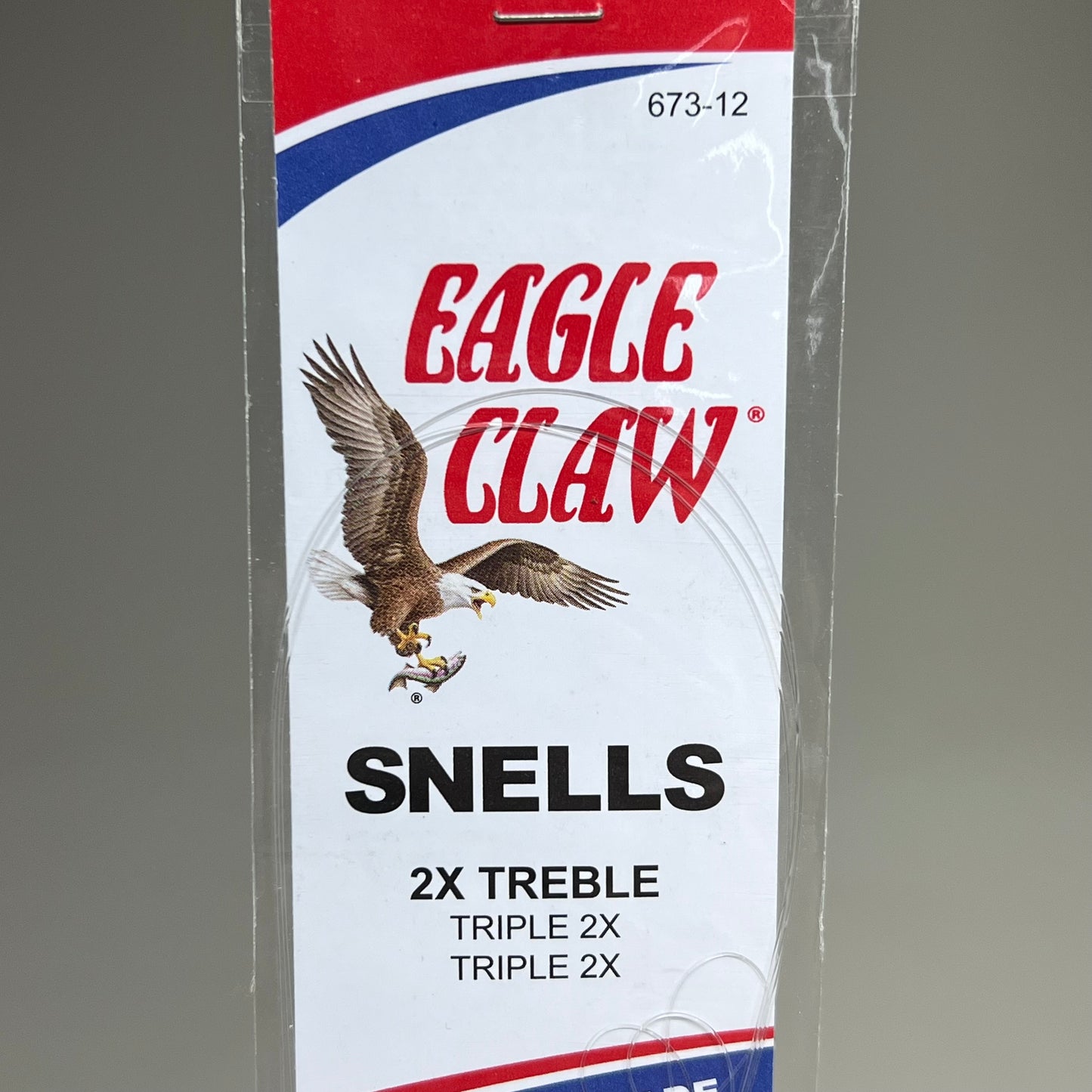 EAGLE CLAW (12 PACK) Medium Wire Snells 2X Treble Hook 18" Gold #12 3pc 673-12