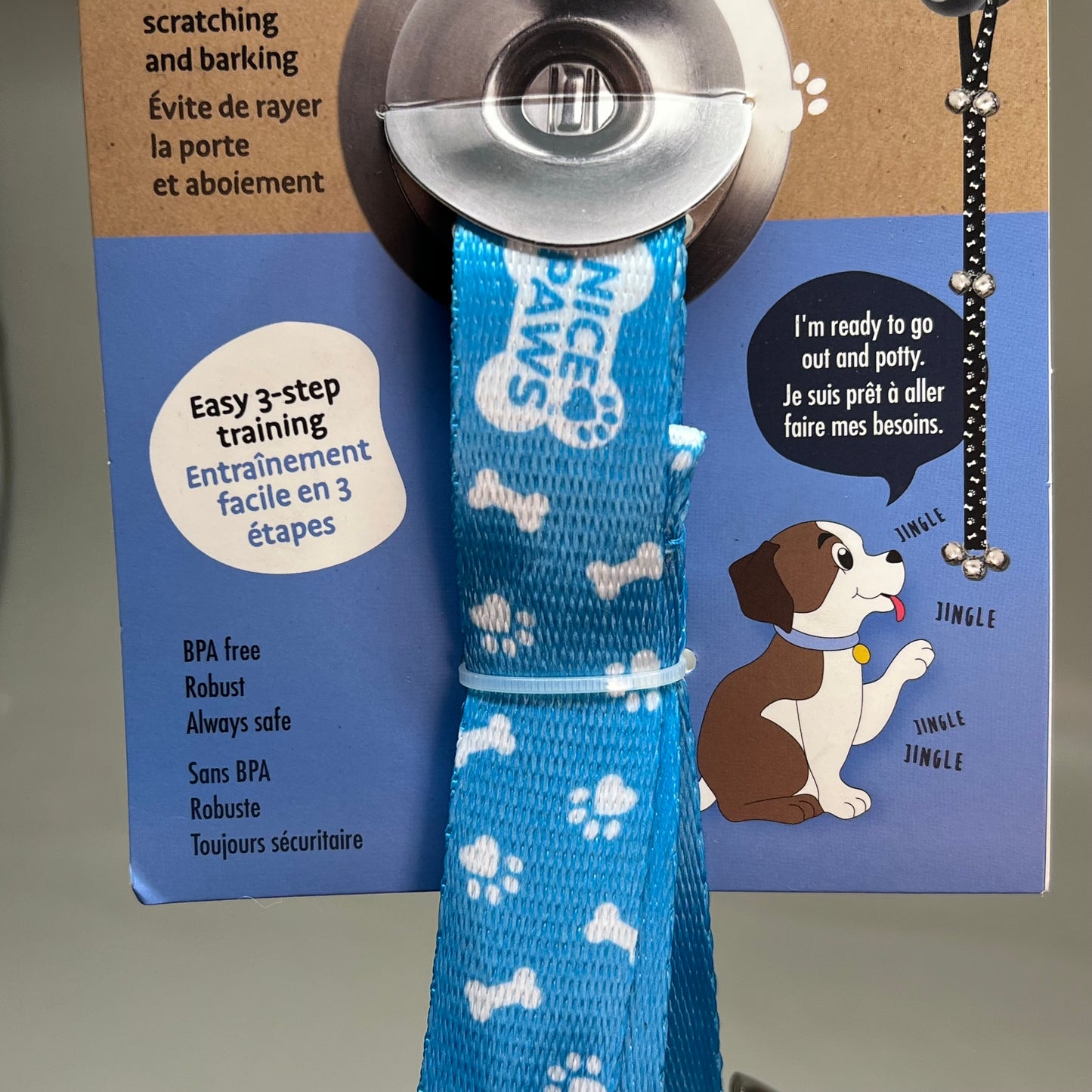 NICE PAWS (2 PACK) Potty Time Bells Easy 3-Step Training Adjustable Length 31"/33" Blue 20735