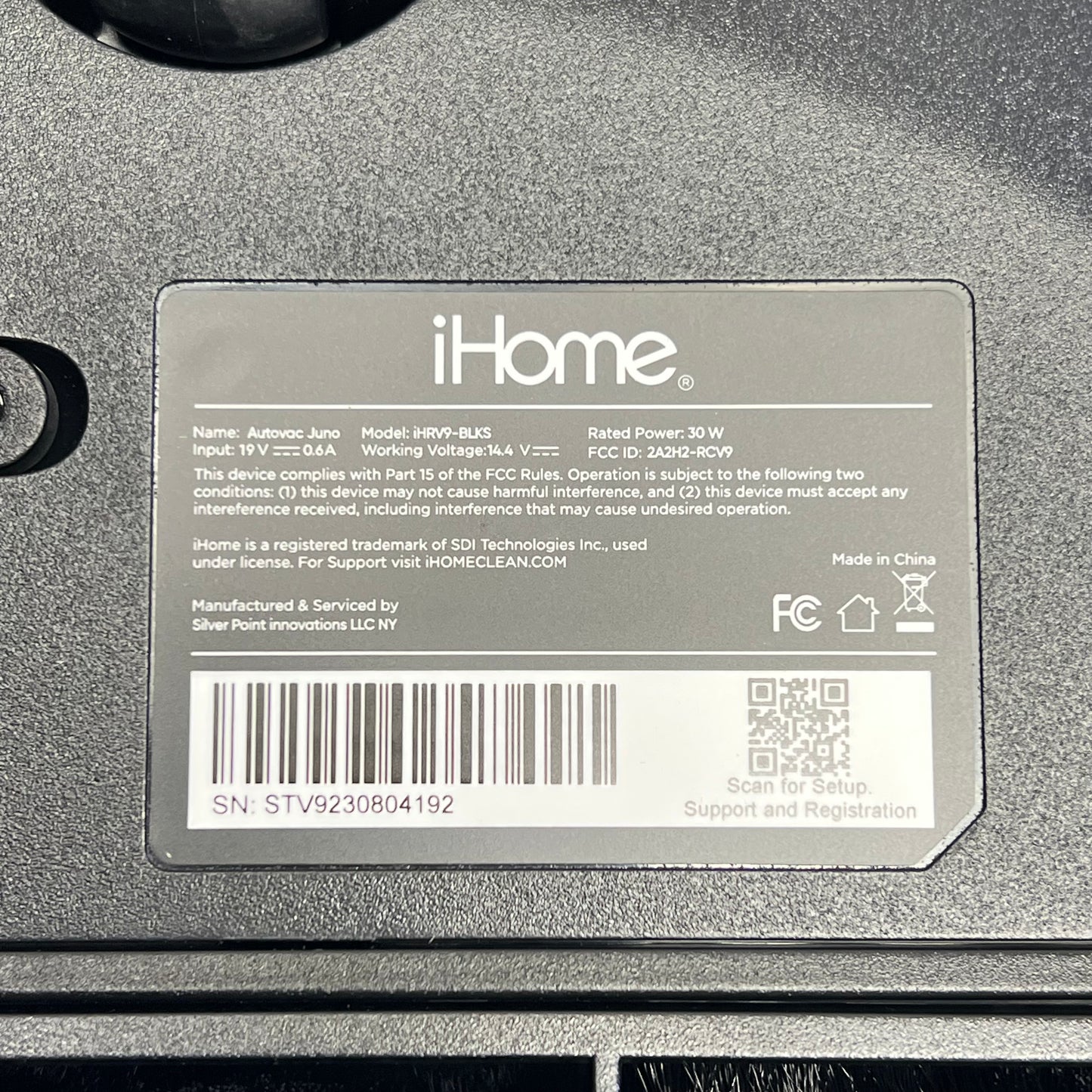 ZA@ IHOME Auto Vac Juno Robot Vacuum Mapping Technology Strong Suction IHRV9 (As-Is-Return)
