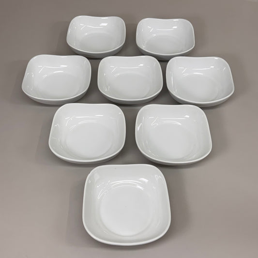 ONEDIA (8 PACK) Ceramic Square Bowls 7"x7" White