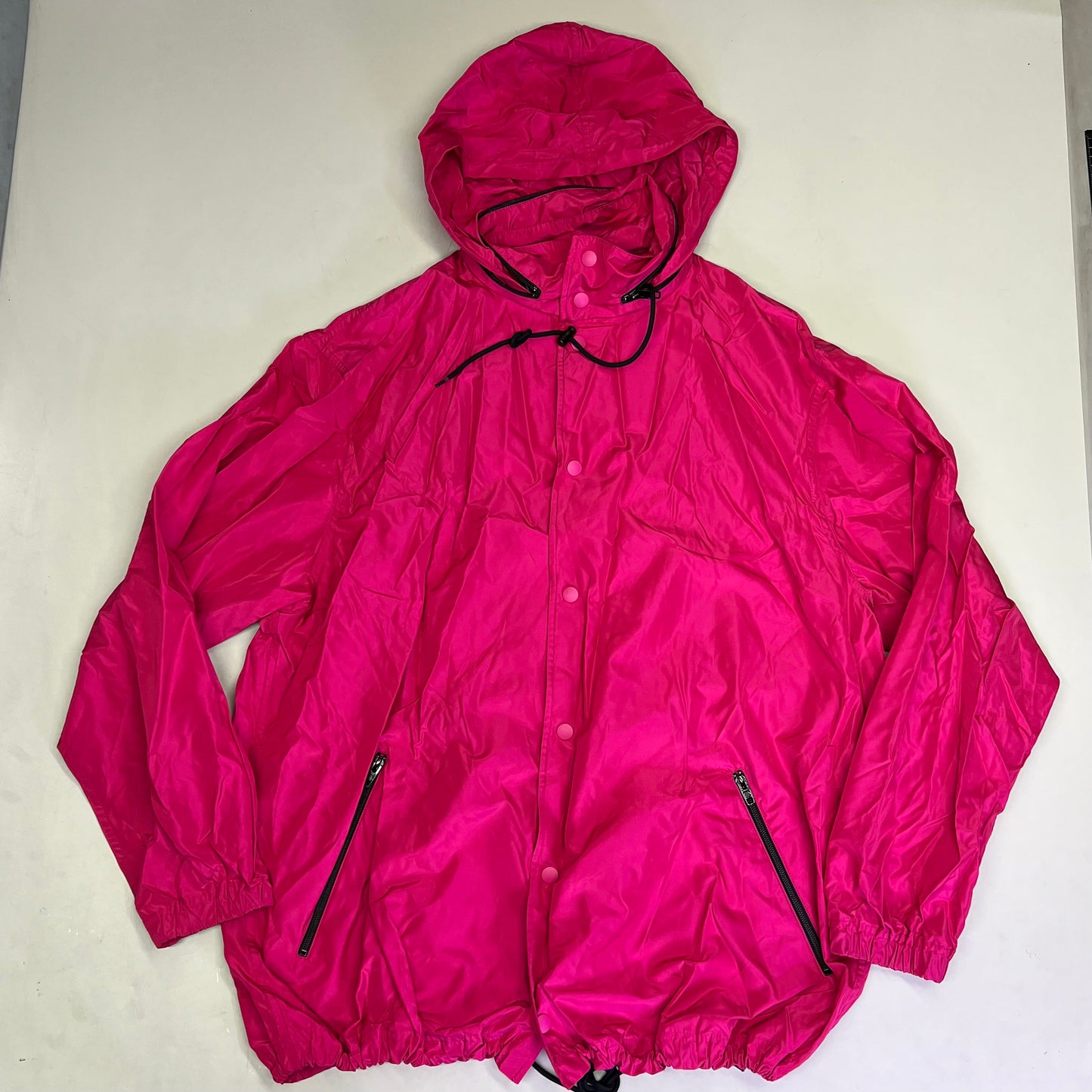 BALENCIAGA Oversized Logo Raincoat Made In Italy Women's Sz 38 Magenta